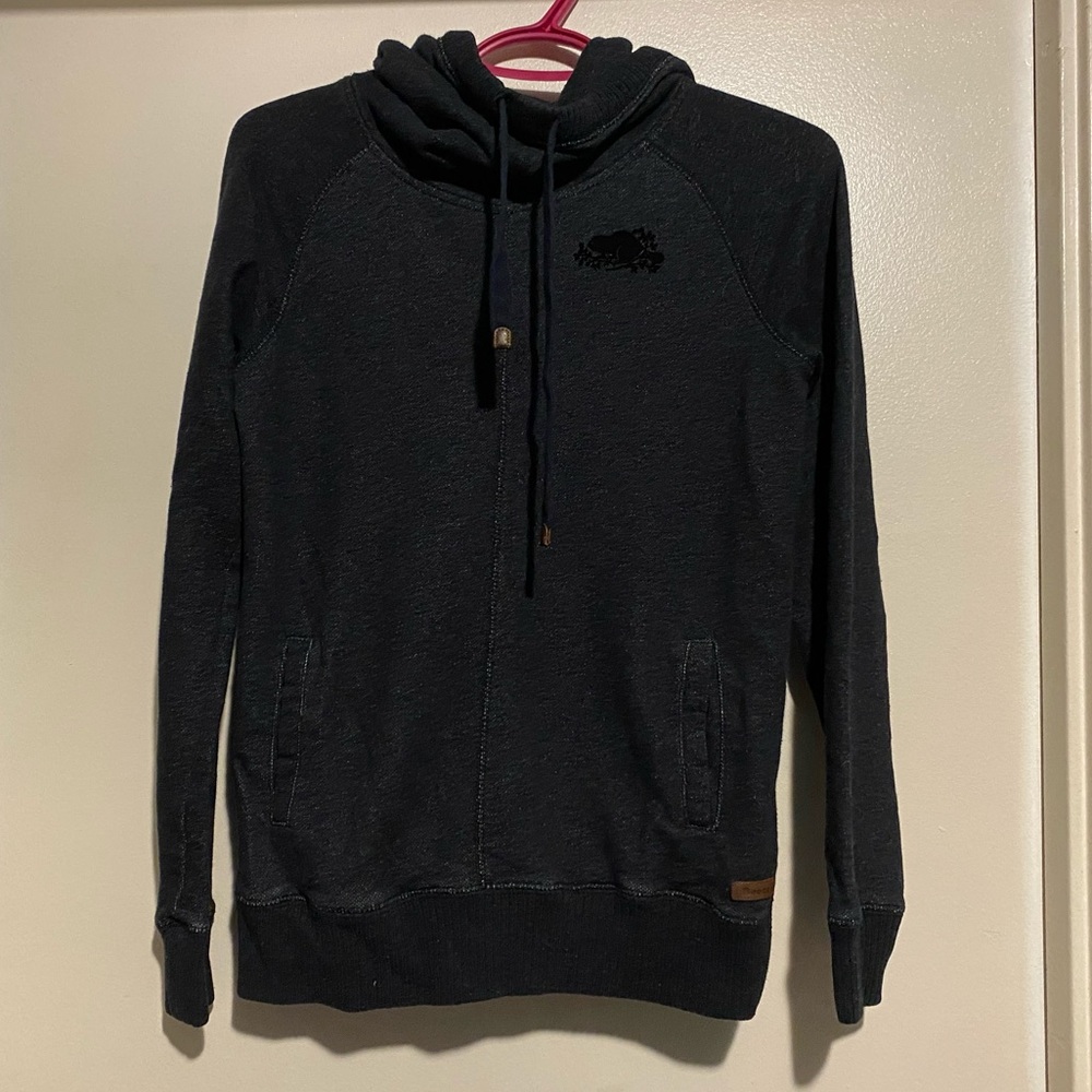 ROOTS BLACK PEPPER COWL NECK HOODED SWEATER